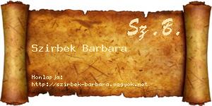 Szirbek Barbara névjegykártya